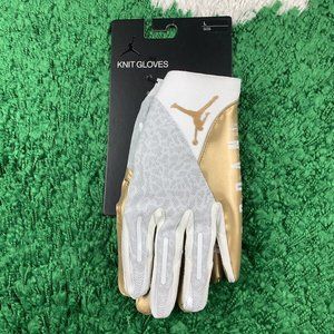 Jordan Vapor Knit 4.0 Football Receiver Gloves White Metallic Gold Size L NEW
